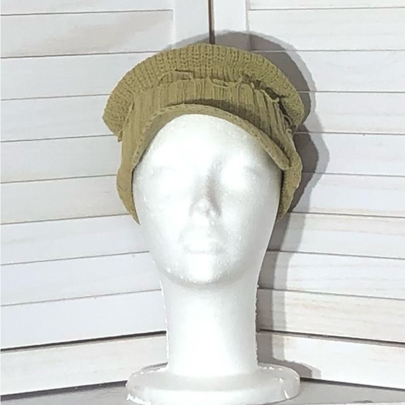 Vintage 70s 80s hat taupe tan cotton knitted visor costume cosplay steampunk OS - Picture 1 of 5